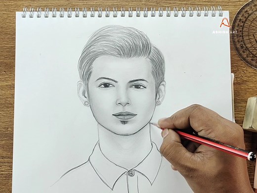 How to draw a man face step by step for beginners | easy drawing tutorial video with penci. Man face drawing video | Ashish Art