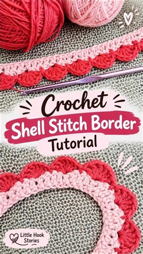 Easy Crochet Shell Stitch Border Tutorial 🌸 |#crochet #handmade #diy#crocheting #crochettutorial