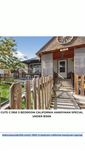 Under $150K Sunday. Cute c.1950 California handyman special $149,900 https://oldhousesunder50k.com/c-1950-3-bedroom-california-handyman-special/ | Old Houses Under $100K