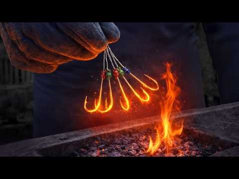 Forging a Massive Damascus Knife from Fishing Hooks