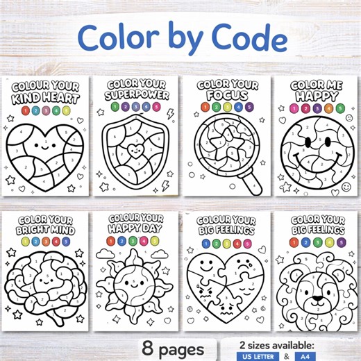 Color by Code Worksheets for Kids | Classroom Printable | Prek & Early Math Coloring Activity - Etsy