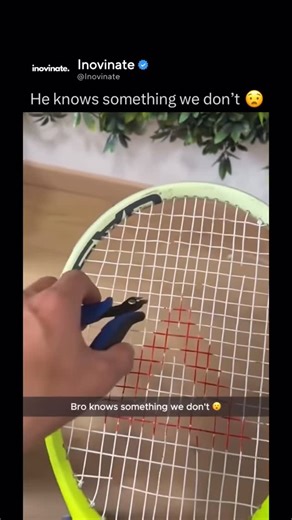 Inovinate on Instagram: "Cutting the strings of a tennis racket is a controlled way to remove the built-up tension that the strings place on the frame. Because the strings are pulled extremely tight to provide stability, power, and accuracy during play, any sudden damage—such as a single string snapping—can leave the racket under uneven stress. If that imbalance remains, it can slowly distort the shape of the frame or weaken it over time. To prevent this, the remaining strings are intentionally 
