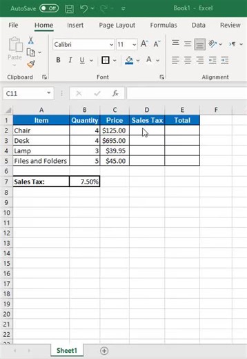 Sales Tax Formula in excel #exceltutorial #excel #viral #foryou #fyp #foryoupage #tips #skills #excel_learning #trending #ExcelwithAyoub #microsoftexceltutorial #excel_tutorial#foryourpage
