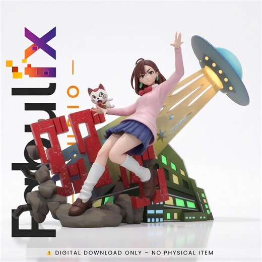 Sci-fi Anime Girl Diorama STL – Dynamic UFO Character Statue for Resin 3D Print | 1:8 Scale - Etsy