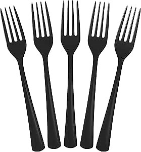 Exquisite Black Plastic Forks 50 Pieces Black Forks Disposable Utensils Heavy Duty Plastic Cutlery Set Disposable Cutlery Sets Flatware Sets Silverware Set For Party Supplies & Party Tableware