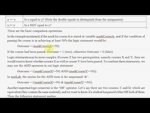 Conversations on Matlab - Chapter 4. 2 of 4 - Logic flow - IF..THEN, FOR, WHILE DO