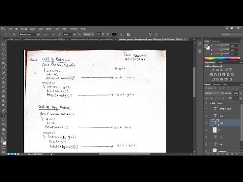 How to neatly edit a handwritten college assignment in PhotoShop.