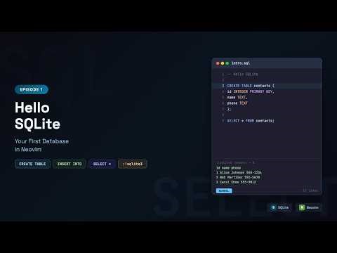 SQLite for Beginners: CREATE TABLE, INSERT & SELECT in Neovim | Episode 1