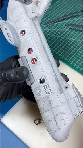 Hand-made canopy masking and the result - 1/48 scale CH-46 Helicopter Model.