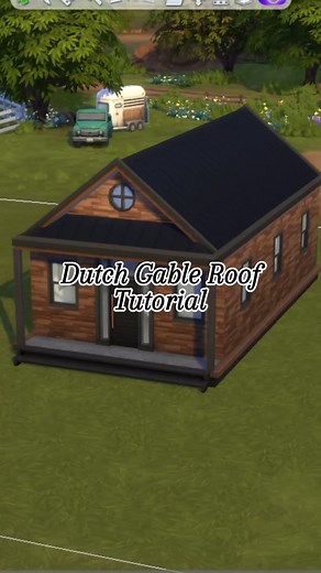 Becky | The Sims 4 Builds on Instagram: "🏡 Dutch Gable Roof Tutorial ✨ this roof style is often spotted in willow creek - here's a step by step guide so you can renovate those basegame builds! ✨ 1. Build a rectangle shell 2. Add one large gable roof over the entire structure 3. Place a small hipped roof in front (for entryway or porch) 4. Lower the hipped roof so it tucks under the gable 5. Add trims + details : dormers, chimney, columns etc! 7. Done! ✅ #sims4buildtips #dutchroof #thesims4 #tut