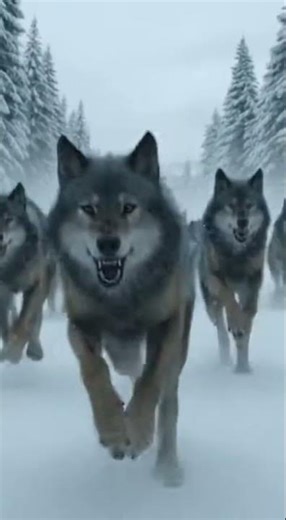 Wolves Chasing a Truck in a Snowstorm… Unreal Scene! 🐺❄️🔥