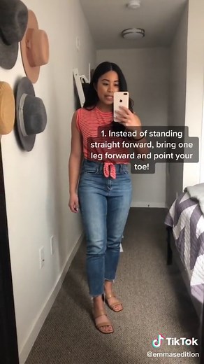 3 ways to pose for mirror selfie standing up! #howtopose #posingtips #posingideas #posingchallenge #happyathome #boredathome #reallifeathome