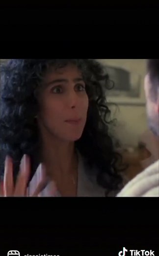 Cher and Nicolas Cage in “Moonstruck.”(1987).#Cher #NicolasCage #Moonstruck #1987 #80s #Retro #Vintage #Slap #Fashion #OldHollywood