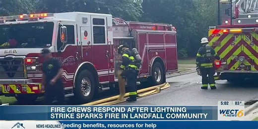 Crews respond to house fire caused by lightning strike in Landfall
