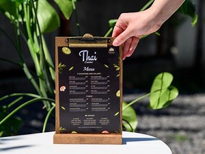 Wooden Menu Holder Table Stand, Coffee Bar Sign, Custom Menu Cover, Retail Store Sign Display, Flyer Clipboard Binder, Paper Holder - Etsy