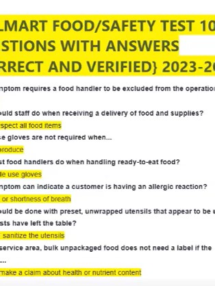 Walmart Food Safety Test: 100 Questions and Answers 2026-2027
