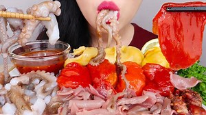 Mukbang Raw Octopus, Spoon Worm, Sea Squirt, Sea Peach | Mukbang Eating Show