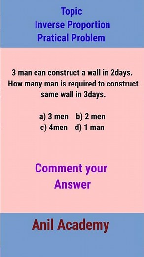 Maths- Topic Inverse proportion competition questions #maths #ytshorts #shorts