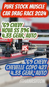 ‘69 Chevy Nova SS 396 vs. ‘69 Chevy Chevelle COPO 427 Pure Stock Muscle Car Drag Race 2024 PSMCDR | Ian Ashton