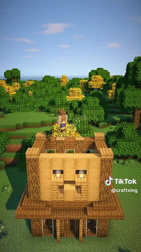 Construcción de casa de roble en Minecraft