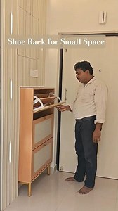Shoe Rack for Small Space | Hidden MCB box behind louvers | Creations Interior Studio