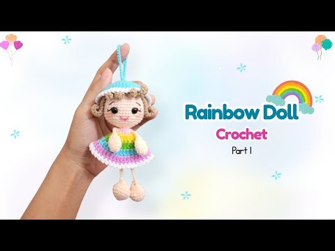 Easy Rainbow Doll Crochet (1/2) | Cute Mini Amigurumi Keychain Tutorial