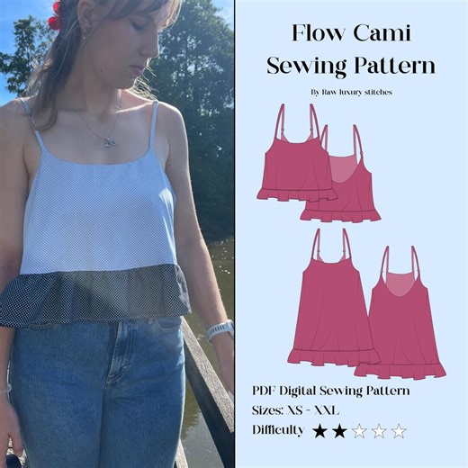 Flowy Cami Sewing Pattern PDF | Adjustable Strap Top | Diy Summer Tank Top | Sizes XS–XXL | Digital Download | Beginner-friendly - Etsy