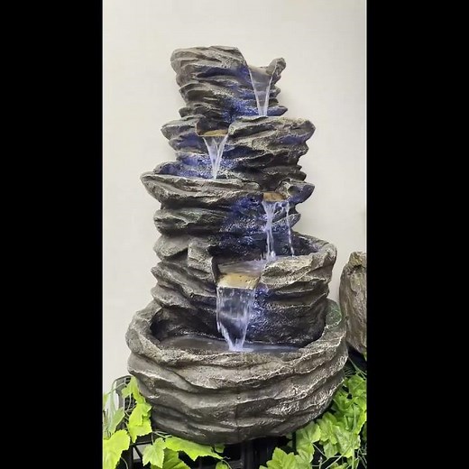 Stacked Slates 5-Tier Rock Pool Water Feature Fountain