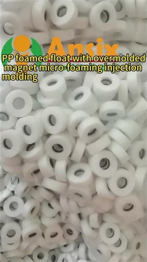 PP foamed float with overmolded magnet micro foaming injection molding