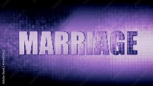 "Marriage" message with a static, glitch, white noise effect on a purple background