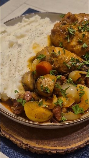 Coq au vin. Slow cooked comfort for cold days. #comfortfood #coqauvin