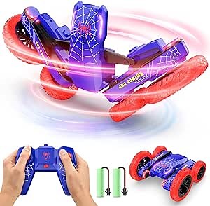 Amazon.com: DEERC Spider Remote Control Car - Double Sided Mini RC Stunt Car, 360°Rotating 4WD Off-Road RC Cars with Headlights 2.4Ghz Indoor/Outdoor Rechargeable Toy Car for Boys Age 4-7 8-12 Birthday Xmas Gift : Toys & Games