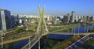 Modern architecture. Modern bridges. Linking two different points. Cable stayed bridge in the world, Sao Paulo Brazil, South America.