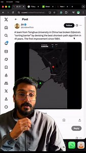 A 41-year-old computer science barrier just broke. For decades, shortest-path algorithms lived under the shadow of Dijkstra’s “sorting barrier.” It was considered a hard limit — something you optimize around, not break. Now, a research team from Tsinghua University has shown that this limit was never fundamental. No flashy name yet. No hype cycle. Just a quiet algorithmic breakthrough that could reshape how paths are computed in maps, networks, and large-scale systems. Most people will scroll pa
