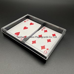 [Hot Item] Double Decks Playing Cards Storage Box with Black Holder and Transparent Cover