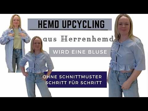 Shirt upcycling - a men's shirt becomes a blouse with ruffles