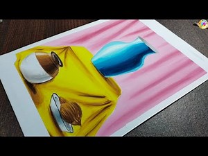 Still Life । How to draw and paint Pot and Coconut । Intermediate Drawing and Painting