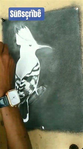 Simple Hoopoe Bird charcoal powder brush techniques drawing #charcoaldrawing #foryou #drawingbirds
