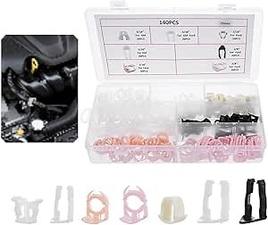 Homaisson 140PCS Fuel Line Retainers, Fuel Line Retaining Clips Compatible with GM Ford, 5/16 In 3/8 In Nylon Hose Pipe Clamps, Fuel Line Retaining Clamp Assortment Kit