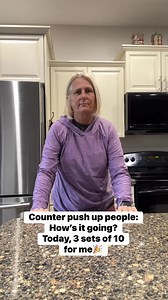 Working on counter push ups to get ready for knee push ups. My arms are on fire today after doing 3 sets of 10! #fitnessjourney #over50fitness #strengthtraining #over50 | Out Of Shape To Strong