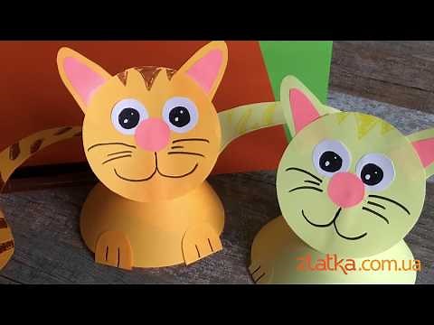 Котята объемные из бумаги своими руками (кошенята з паперу)/ котики / Детские поделки из бумаги