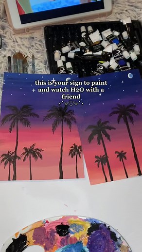 paint night ☾ ⋆*･ﾟ:⋆ #painting #aesthetic #diy #paintnights #friend #sunset #art #artist #pinterest #friends #thingstodo #artist #paint #paintnight #sunsetpainting #paintnightideas #paintingwithfriends #thingstodowhenyourebored #pinterestinspo #yoursign #H2O #movienight #h20forlife #fy #viral #fypシ