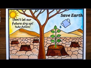 World Day to Combat Desertification and Drought Poster drawing easy | Save Earth Save Environment