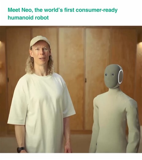 The wholly pun bible 📖 on Instagram: "Robots are moving in, literally 🤖 @1x.technologies just unveiled NEO, the first consumer-ready humanoid robot designed to live and work in your home. It handles chores, manages schedules, and learns new tasks over time. Powered by advanced AI, NEO recognizes voices, faces, and objects, remembers conversations, and adapts to your habits. It can fold laundry, fetch items, and open doors all quietly and safely. You can order one today for $200 down, with deli