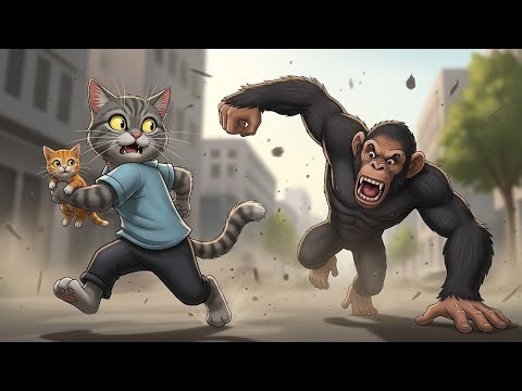 "Cat vs. Chimp: Epic Jungle Chase!" #cat #catcartoon #catcartoonvideo #catstoryforkids