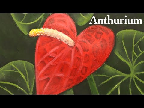 How to paint an anthurium | tropical flower painting ( in 8 Minutes )