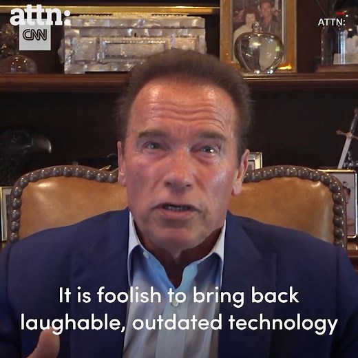 24K views · 453 reactions | In a video message to Trump, Arnold Schwarzenegger mocks the president's attempts to "rescue the coal industry" and asks what he'll bring back next. "Floppy disks? Fax machines? Beanie Babies? Beepers? Or Blockbuster?" https://cnnmon.ie/2yXriBU | CNN Business | Facebook