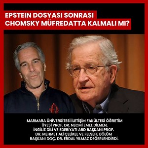 Epstein dosyası sonrası Chomsky tartışması! Müfredattan çıkarılmalı mı?Jeffrey Epstein dosyasında adının geçmesi sonrası dünyaca ünlü düşünür Noam Chomsky'nin üniversite müfredatlarında yer alıp almaması tartışma konusu oldu. Marmara Üniversitesi'ndeki üç farklı disiplinden akademisyen, Chomsky'nin akademik katkıları ile etik tartışmalar arasındaki gerilimi değerlendirdi. Demet Demirkır'ın (@demetdemirkirtr) haberi