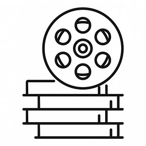 Video reel icon outline vector. Cinema film