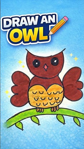 Easy Owl Drawing for Kids 🦉 | Step-by-Step Painting & Coloring Tutorial #diy #craft #craftyfun #kids